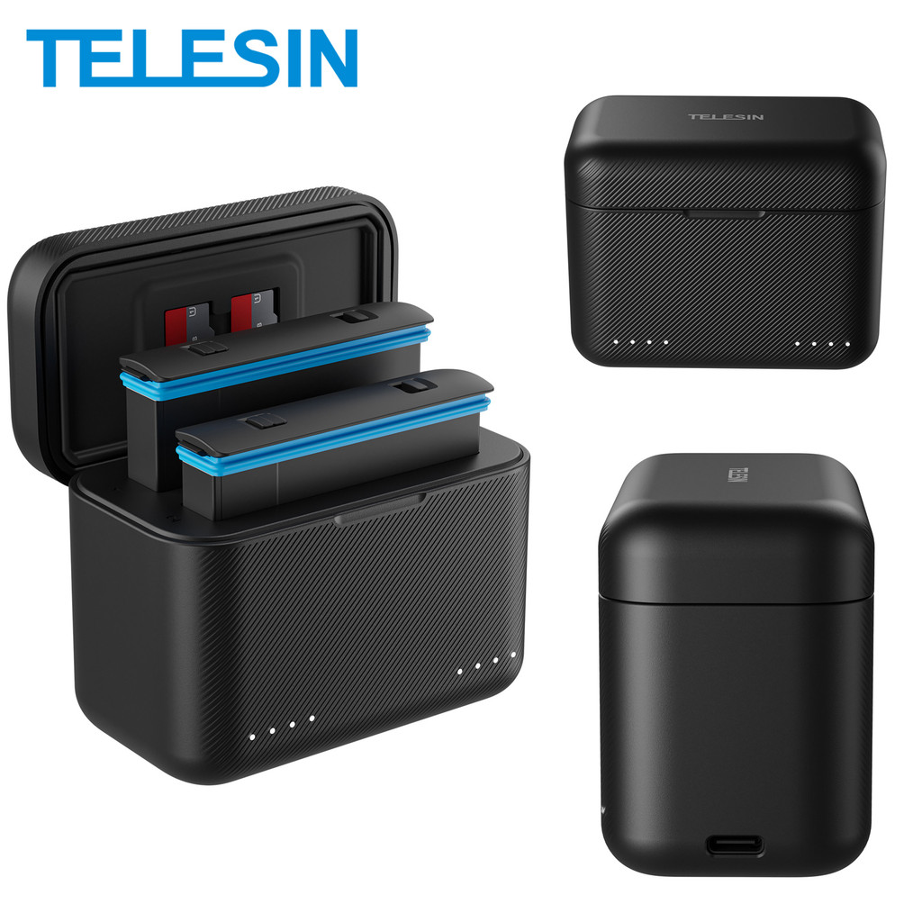 TELESIN Para Insta360 X3 X4 Carregador De Bateria Portátil Caso Carregamento TF Cartão Caixa Armazenamento Hub TypeC slo