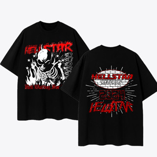 Camiseta Unissex Oversized, Estampa Caveira “HELLSTAR” 2024, Streetwear Novo em Oferta na Shopee