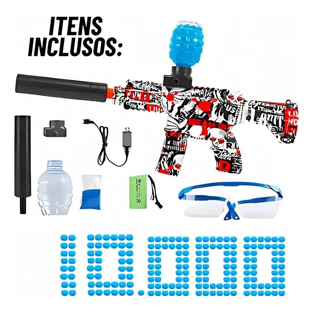 Arminha de Bolinha de Gel Metralhadora + 5.000 Bolinhas