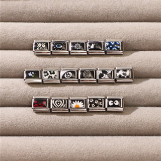 Nova Série Preta NO . 8 Bola Olhos Flor Gato Links Italianos Charme Caber 9mm Presente De Aço Inoxidável Pulseira Modula em Oferta na Shopee