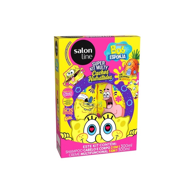 Kit Shampoo 300ml + Creme Multifuncional 300ml SOS Cachos Bob Esponja