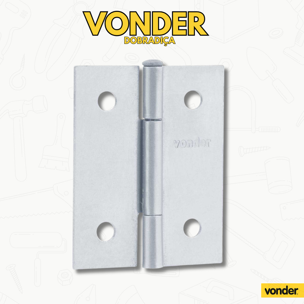 Kit com 24 Peças Dobradiça 1.1/2" em Ferro Zincado – Vonder