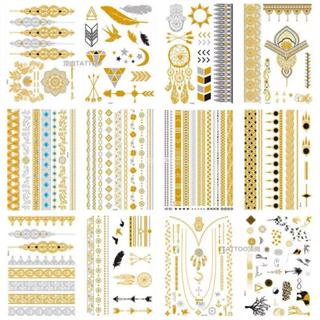 Promoções 12/24/36unidade Tatuagem Metalizada Dourada Temporária Carnaval aleatorio em Oferta na Shopee