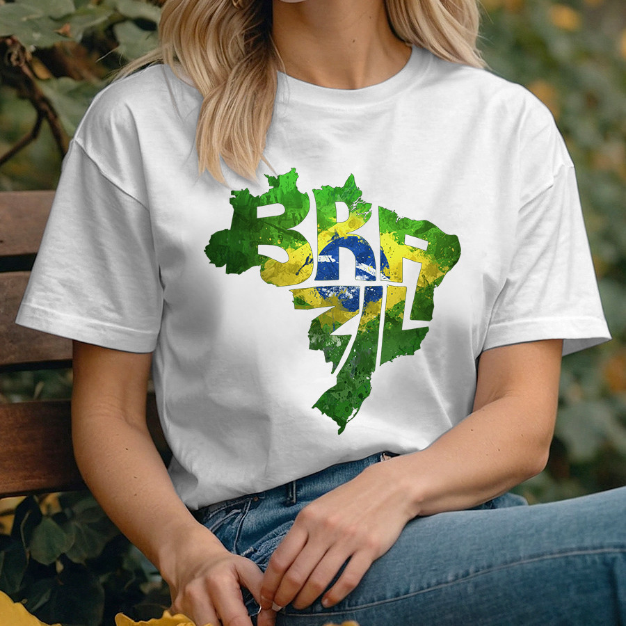 Camiseta Brasil Brasil Verde Amarelo Mapa Bandeira - Independência Política ENVIO IMEDIATO