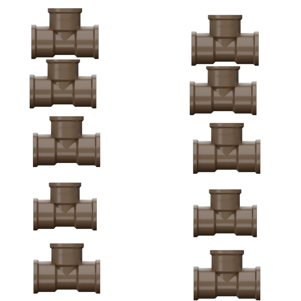 Te TEE TÊ Soldável 25mm 3/4 Marrom Tigre - Kit com 10 Unidades - Conexão de Água