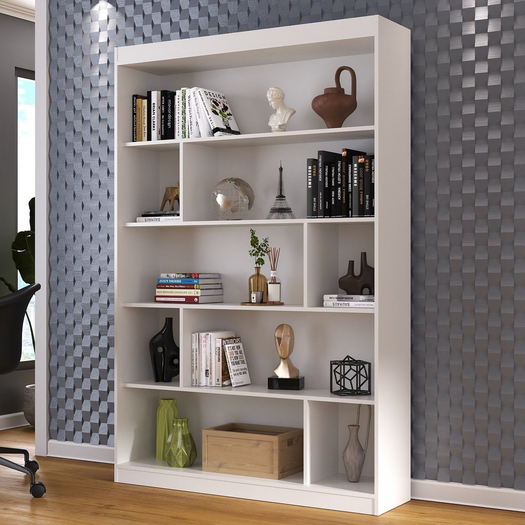Estante para Livros 4 Prateleiras 181cmx120cm Home Office Espresso Móveis Branco TX/Branco TX em Oferta na Shopee