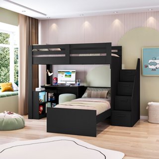 Beliche Star Office Infantil/ Juvenil Multifuncional com Escrivaninha Casatema MadeiraOriginals Preto em Oferta na Shopee