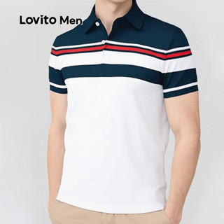 Lovito Men Camisa Polo Casual com Bloco de Cores Botão Primavera/verão para homens LNE118087 em Oferta na Shopee