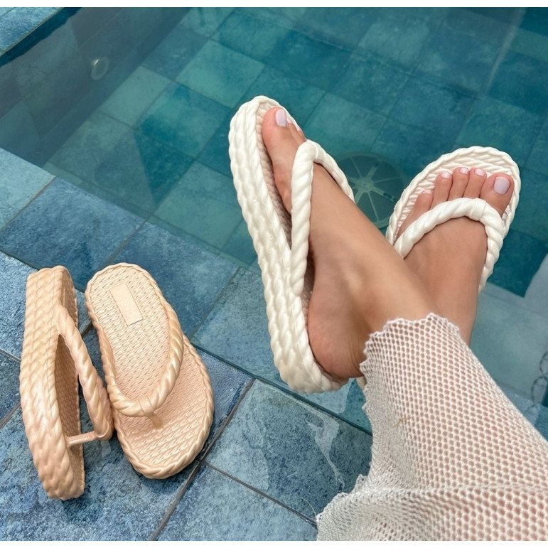 Sandália Chinelo 3 Tiras Plataforma Nuvem Feminino Trançado Confortável Melzinha Original