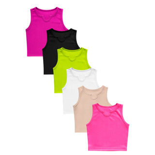 KIT COM 3 Camisetas Cropped Infantil Feminino Canelado Regata ALEATÓRIAS – Moda Infantil Verão, Confortável e Estiloso em Oferta na Shopee