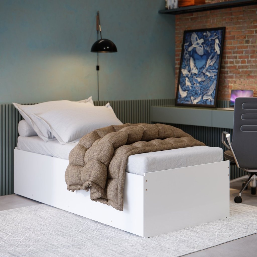 Cama Solteiro 3 em 1 Matrix Branco Branco