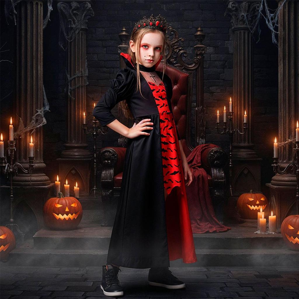 Fantasia Draculinha Rainha Vampira de Halloween Infantil em Oferta na Shopee
