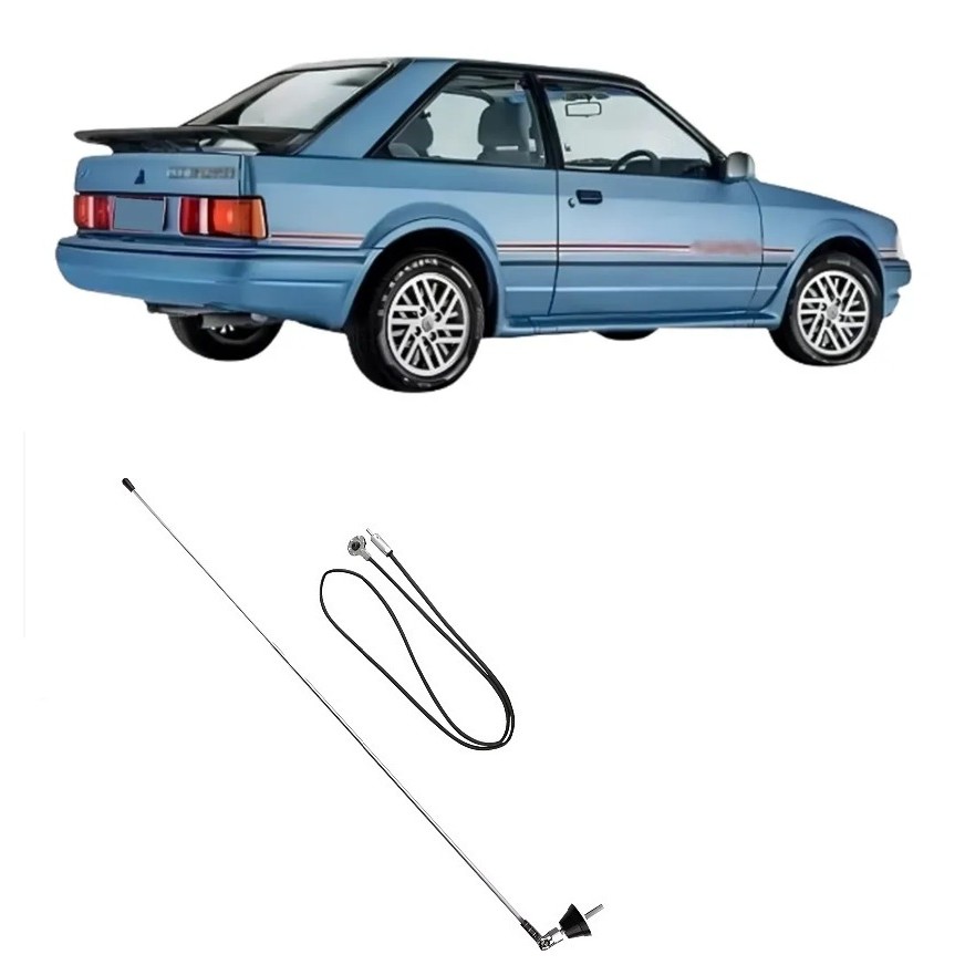 Antena Escort XR3 Todos 2 Estágios Fm Am Cromada 2 Estágios Telescópica Com Cabo