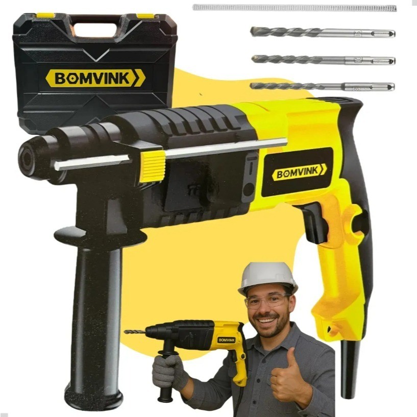 Furadeira De Impacto Martelete Rotativo Sds 800W com Maleta 3 Brocas SDS