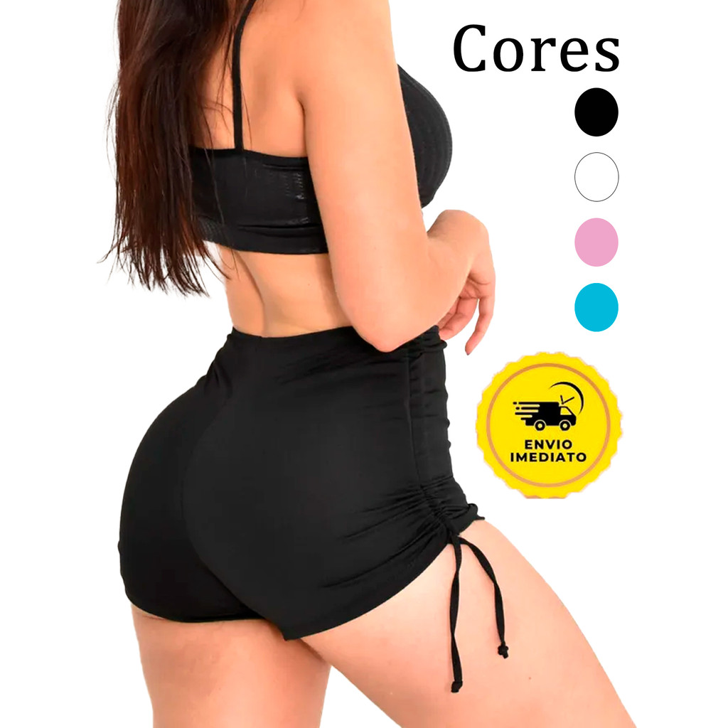 Short Suquini Lateral Ajustável Amarra Cordinha Treino Virginia Sukini Piscina Moda Praia