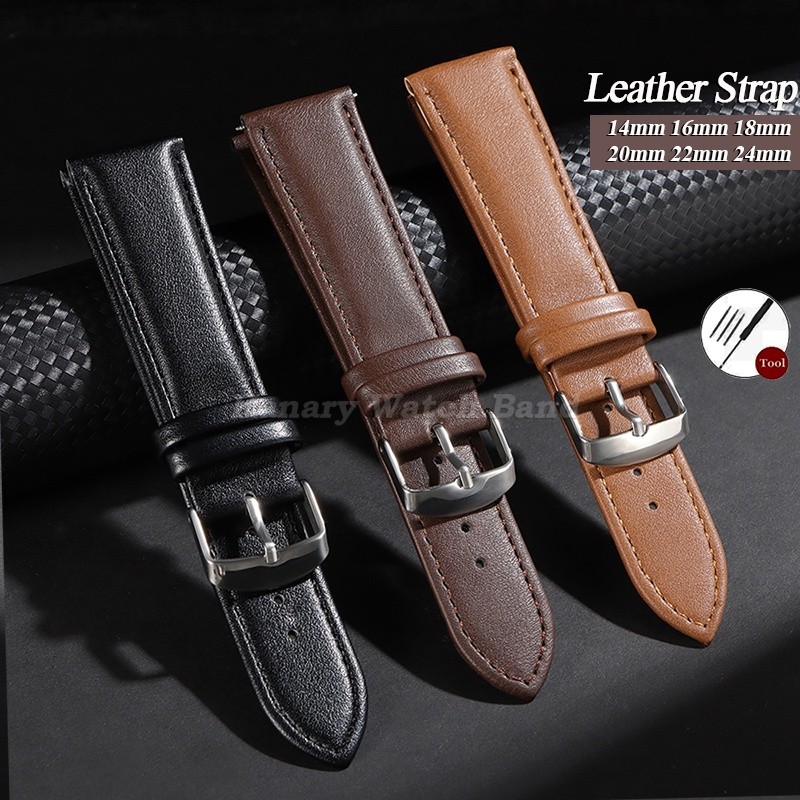 Pulseira De Relógio Clássica De Couro Macio 14mm 16mm 18mm 20mm 22mm 24mm Substituição Universal Liso Simples Homens Mul