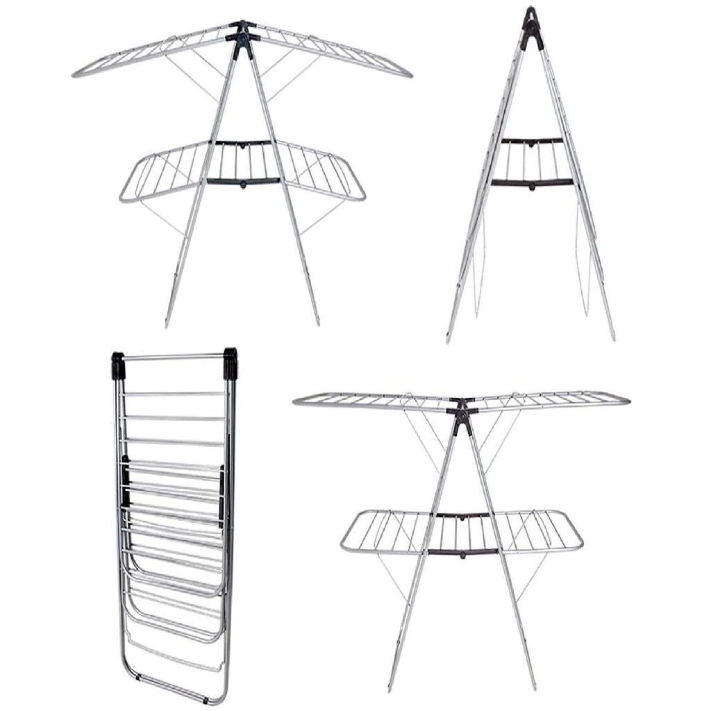 Varal de Chão Grande Em Aço Com Abas Retrátil Dobrável Reforçado Resistente Suporta Até 25Kg Mor em Oferta na Shopee