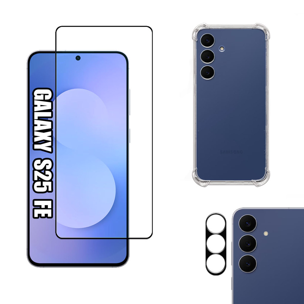 KIT Para Samsung Galaxy S25 Fe - Película de Vidro 3D - Capa - Câmera