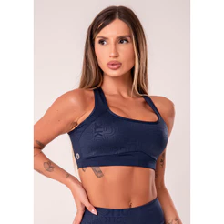 TOP FITNESS FEMININO COM BOJO E RECORTES LOGOMANIA REFLECTIONS DLK