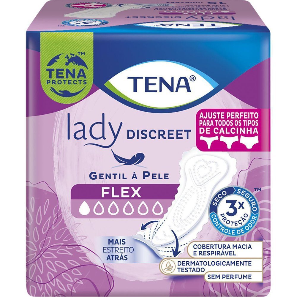 Detalhes do Protetor Diário Tena Lady Discreet Flex 15 Unidades