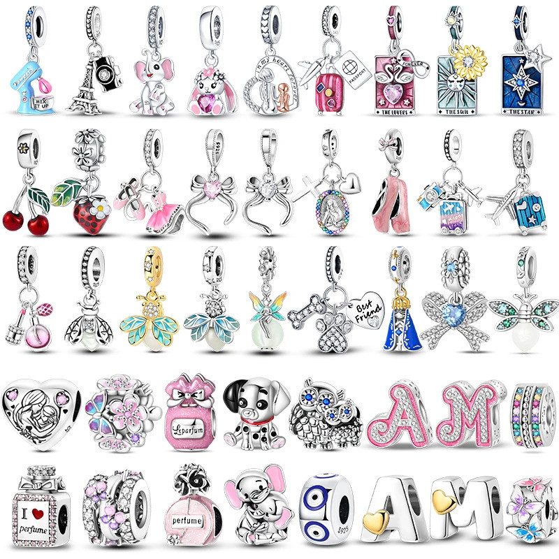 Venda Quente Encantos Contas 925 Prata Esterlina Rosa Perfume Garrafa Carta Luminosa Firefly Tarô Cartão Caber DIY Pulse