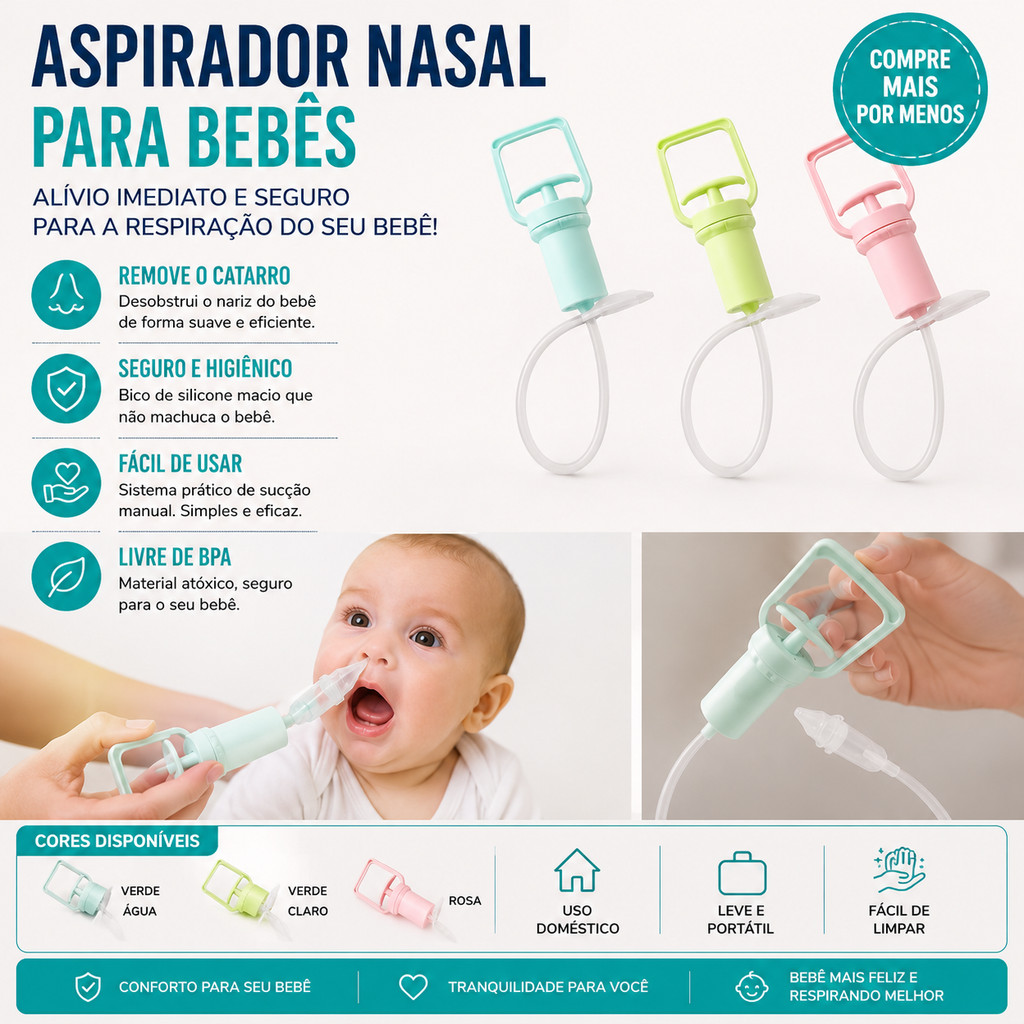 Aspirador Nasal De Sucção Prático Higiênico Fácil De Limpar Premium
