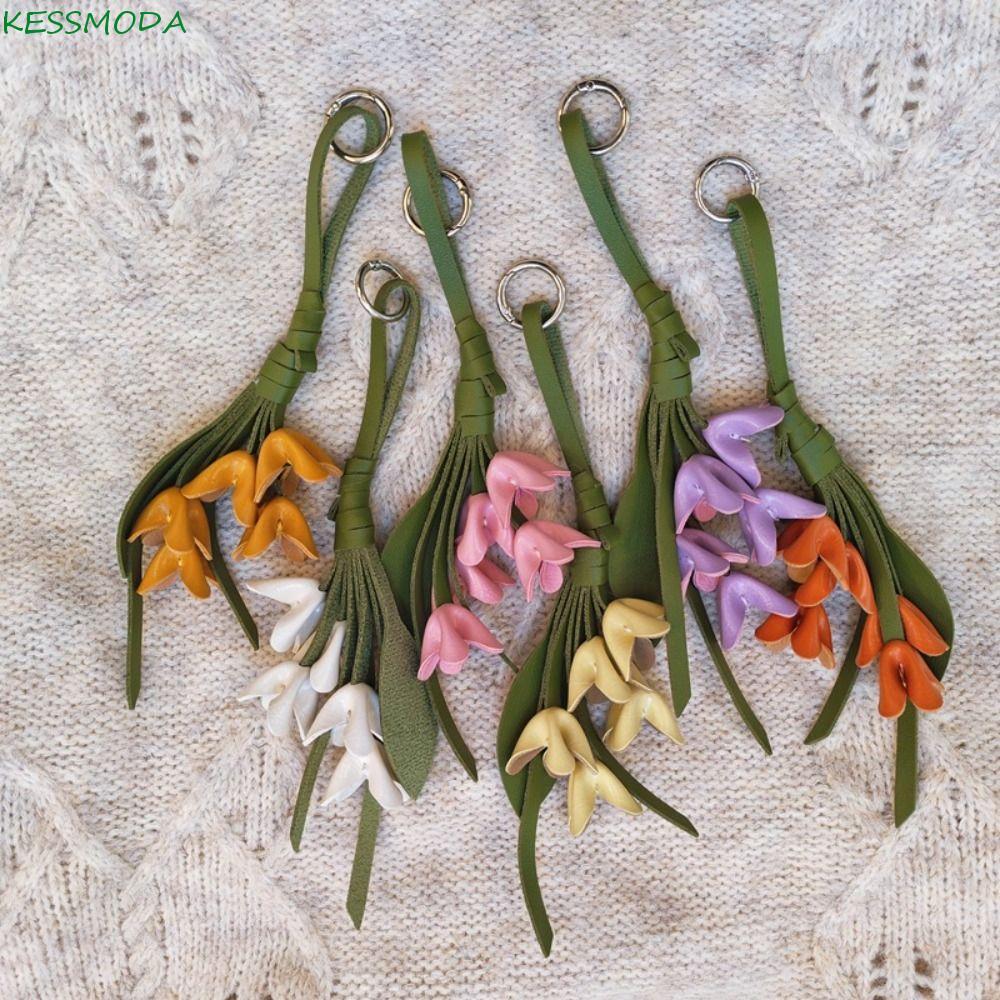 Kesselmanmoda Tulip Bouquet Pingente De Couro , Cabide Feito À Mão Flor Pu Chaveiro , Bolsa De Moda Criativa