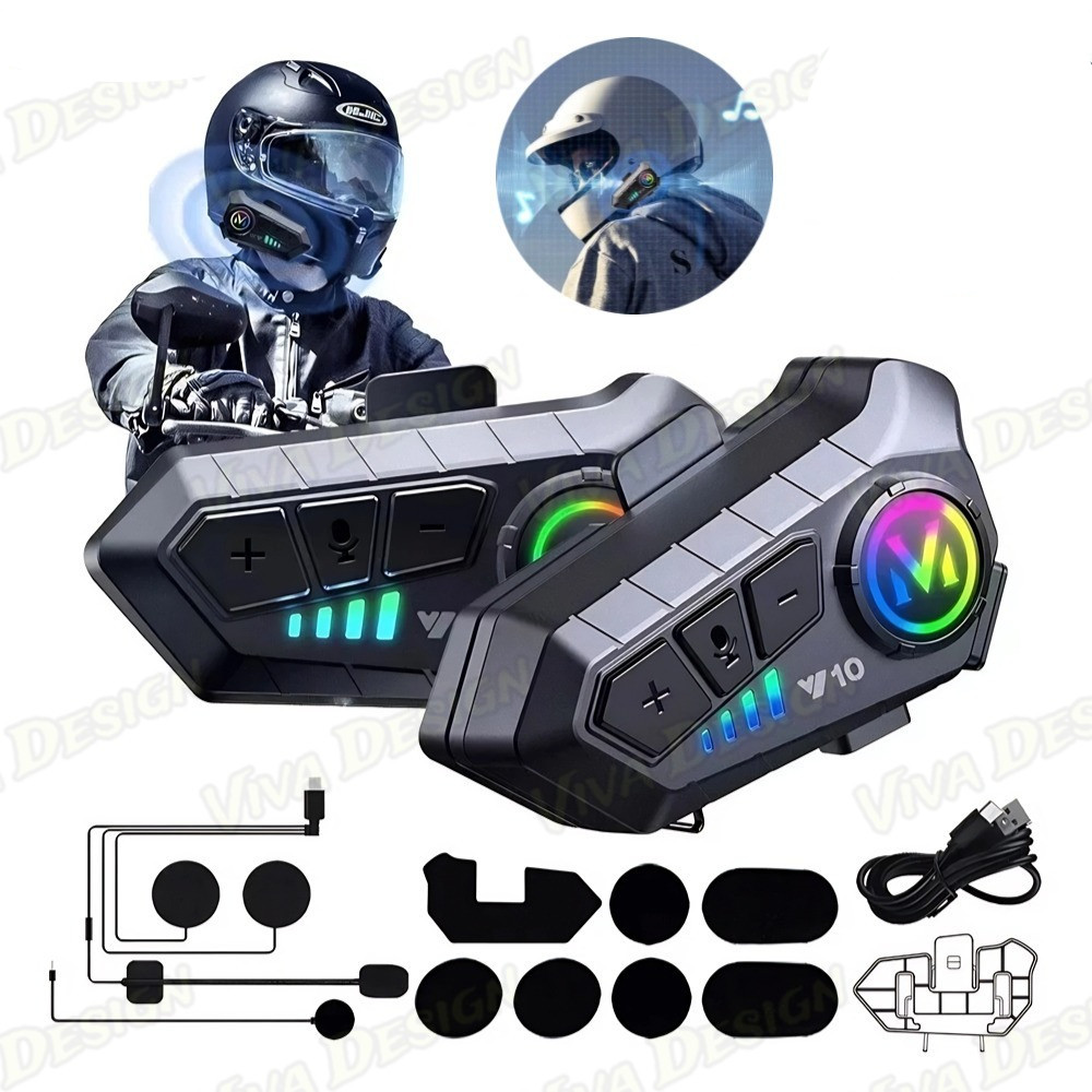 Y10 Motocicleta Sem Fio Bluetooth 5.3 Fone de Ouvido Capacete Intercom Kit de Chamadas Mãos Livres À Prova D'Água