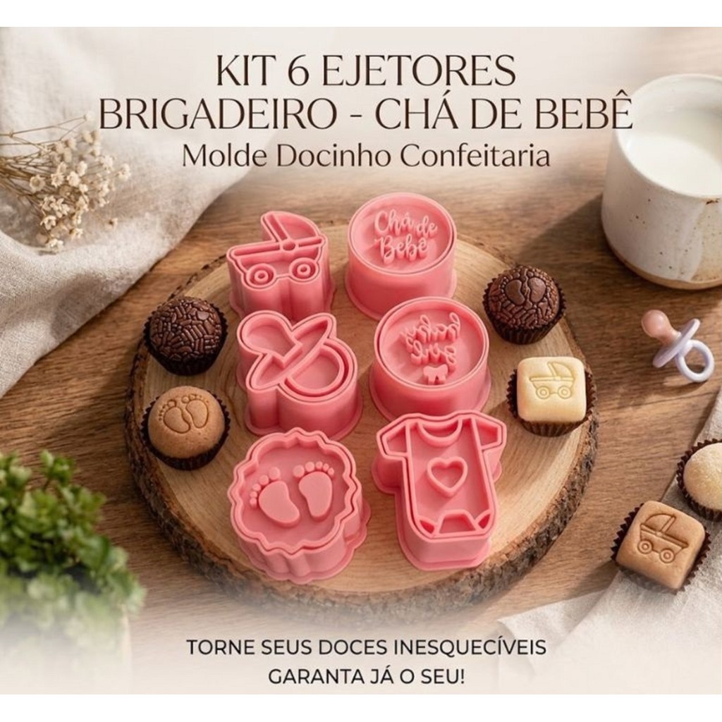Kit 6 Ejetores para Brigadeiro | Chá de Bebê, Chá Revelação e Confeitaria | Moldes em Impressão 3D