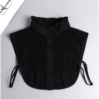 Novo estilo plissado renda gola alta colar falso feminino 2025 outono inverno All-Match preto algodão decoração acessóri