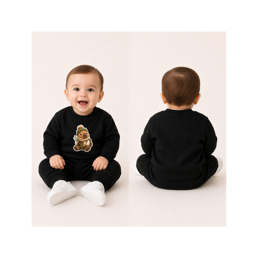 Moletom Infantil Felpado Conjunto Bebê Ursinho Roupa de Inverno 50% Algodão Menino Menina