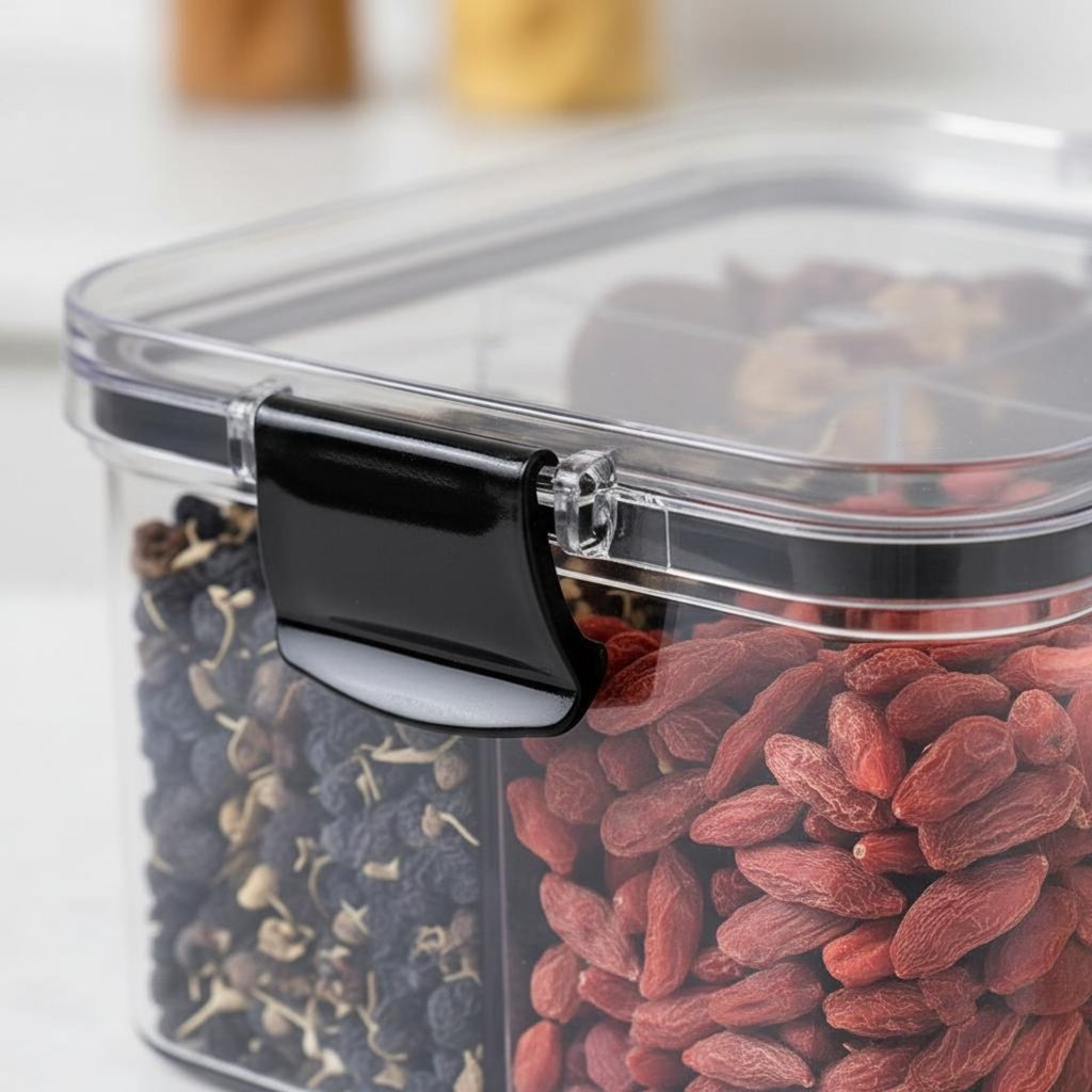 Recipiente De Grãos Empilhável À Prova De Vazamento , Organizador De Lanche Transparente Fácil De Limpar Para Preparação