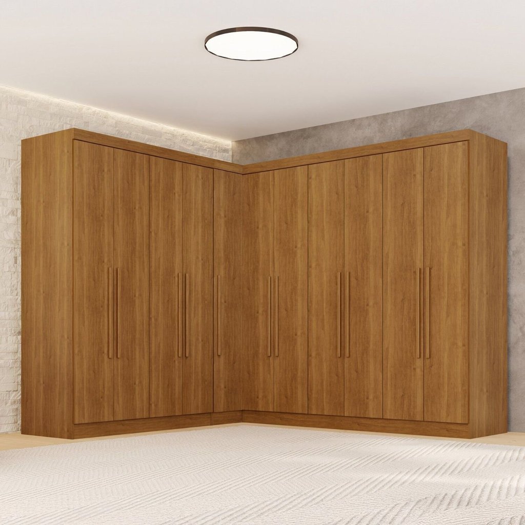 Guarda-Roupa de Canto Modulado 11 Portas 4 Gavetas Espanha Marrom/Cinamomo Cinamomo