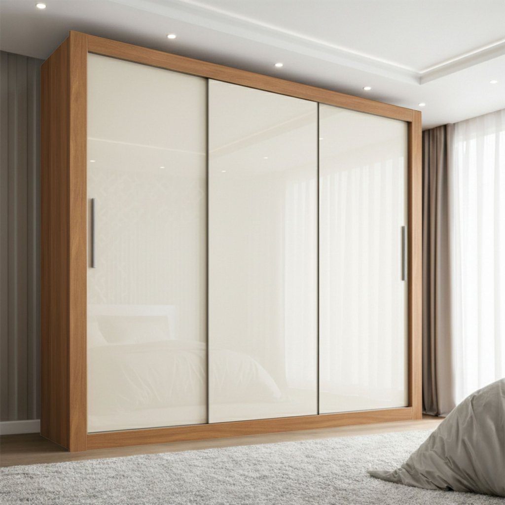 Guarda-Roupa Viena Yescasa 208cm x 185cm Off White/Cinamomo Cinamomo/Off White