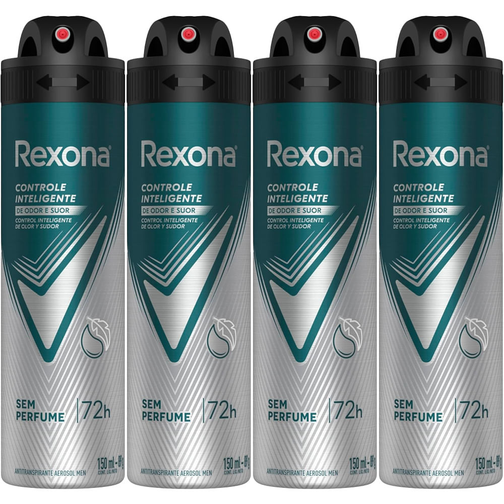 Kit Desodorante Aerosol Rexona Men Sem Perfume 150ml - 4 Unidades