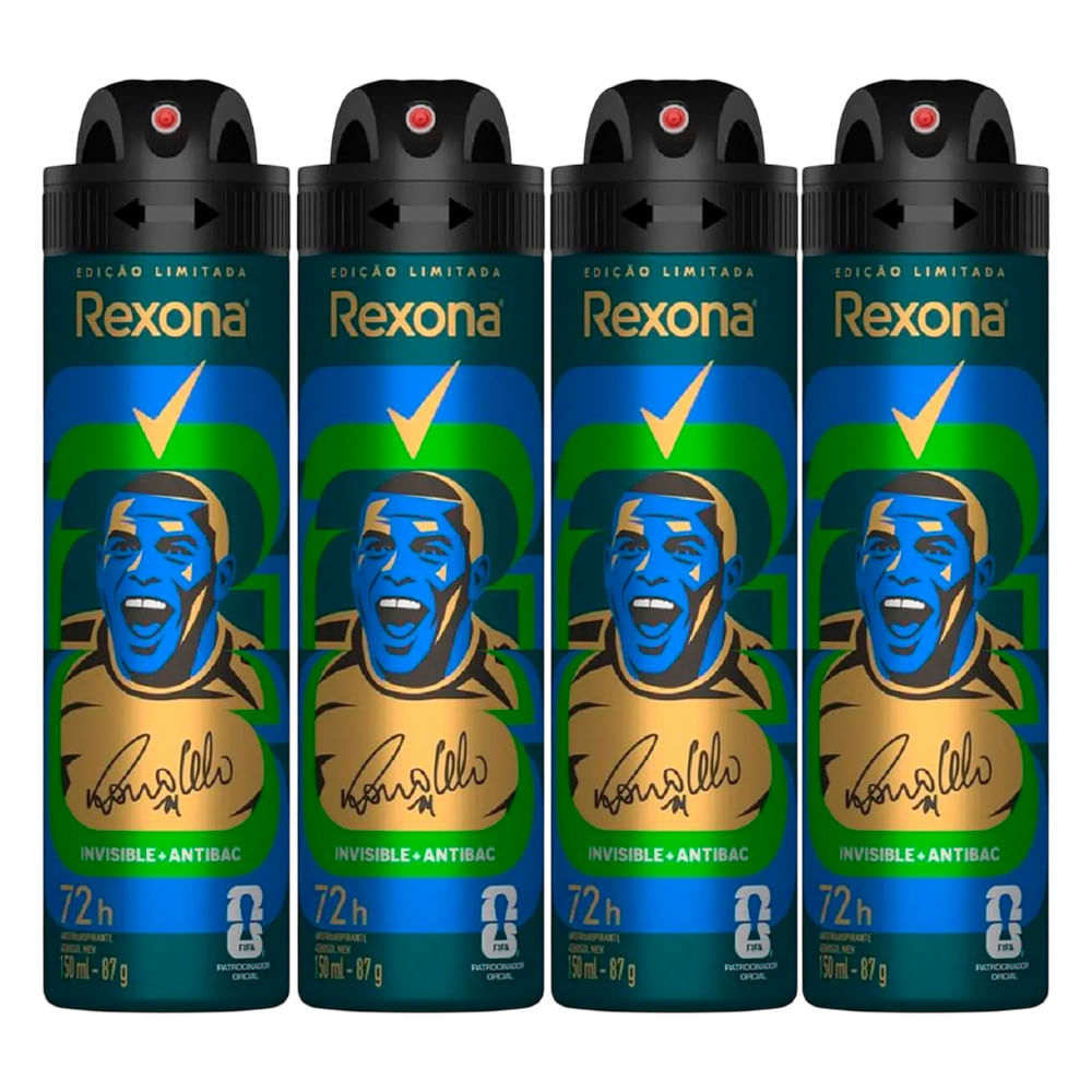 Kit Desodorante Aerosol Rexona Antibacterial + Invisible Men 150ml - 4 Unidades