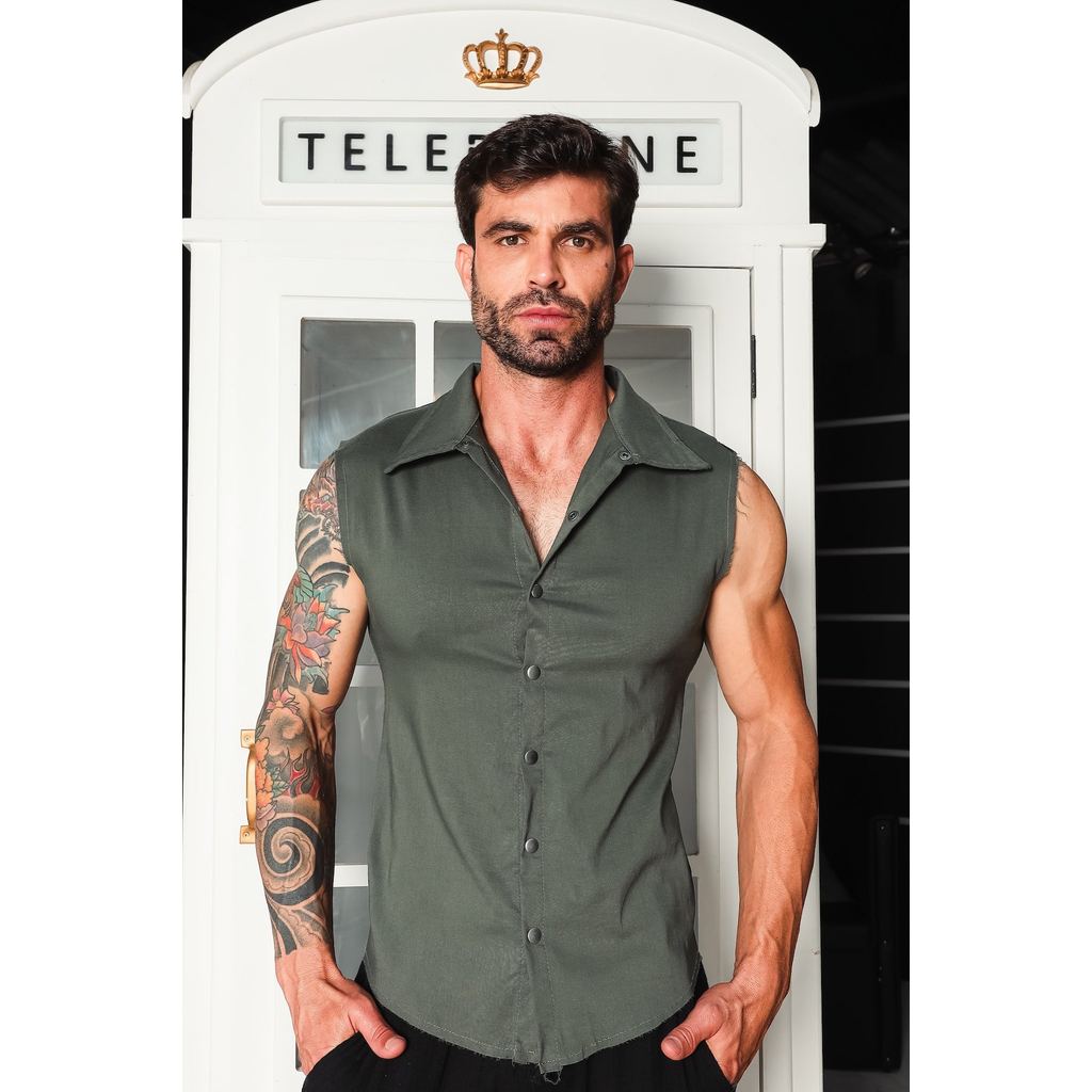 Camisa Masculina JotaVê Modelo Machão Amarela Moda Masculina Casual Festa
