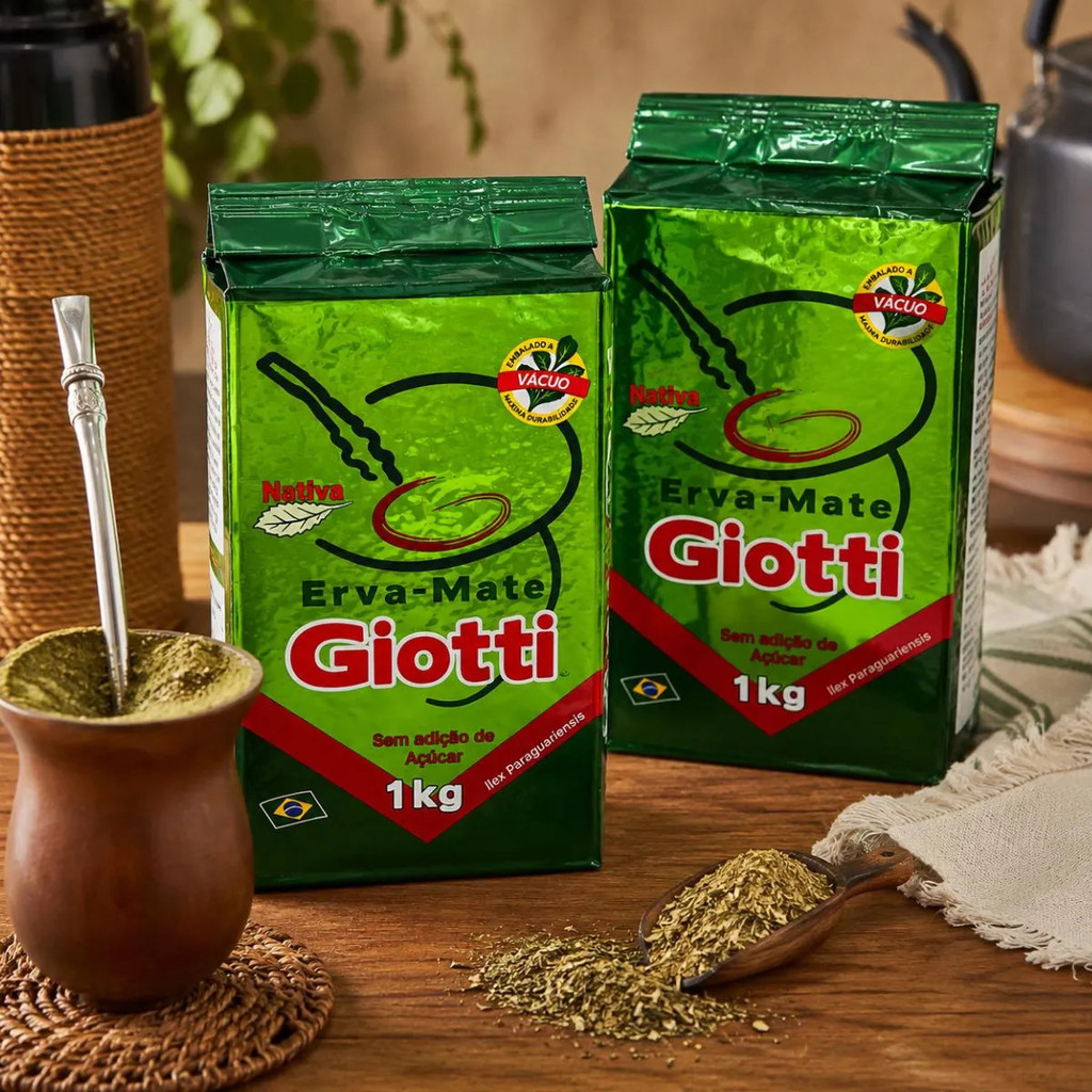 Kit 2 Pacotes Erva-Mate Giotti A Vácuo 2Kg Chimarrão Sem Açucar Tradicional