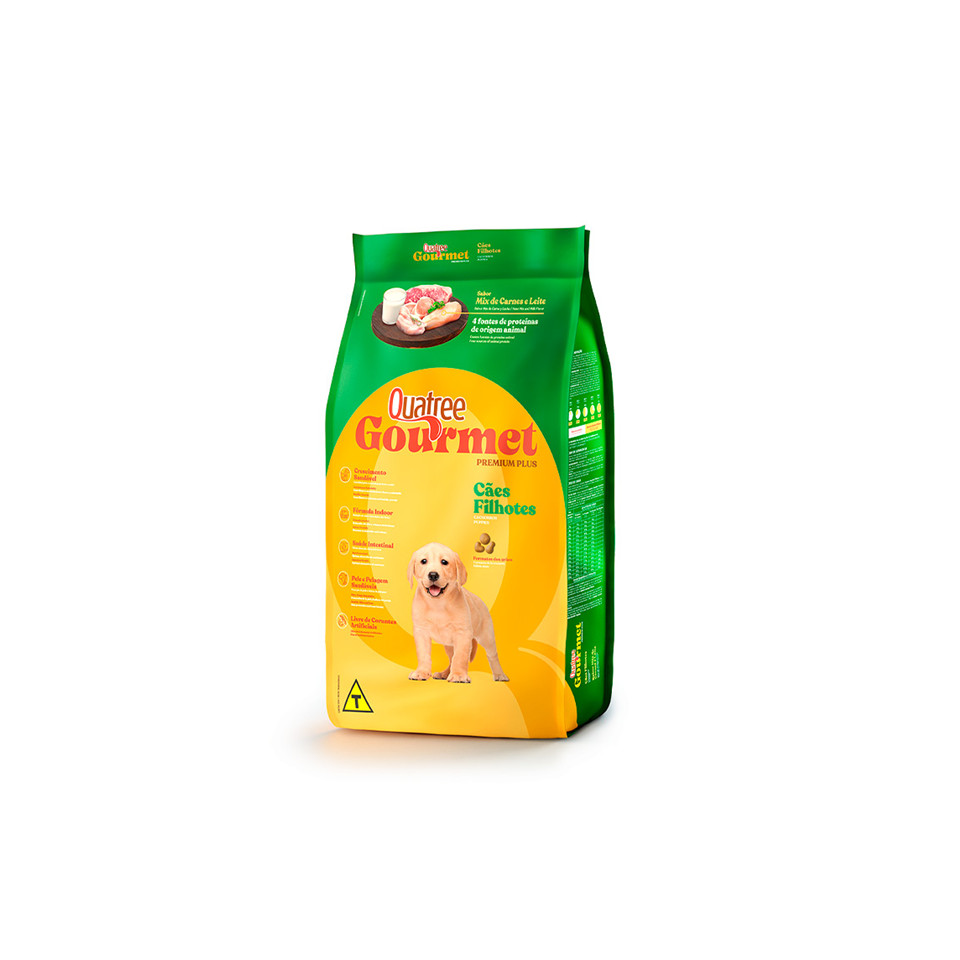 Ração Quatree Gourmet Cão Filhote Raça Mix Carne Leite 3kg