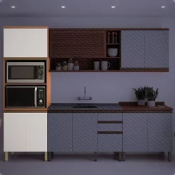 Paneleiro Torre Quente Macadâmia 70cm para Micro e Forno Branco/Freijó Freijó/Branco