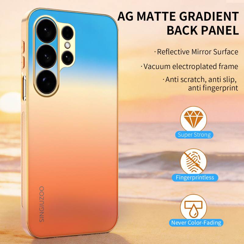Capa Fosca AG De Cor Gradiente Galvanizada Para Samsung S26 Ultra Plus S25 FE S25 S24 S23 S22 S21 S21 Note 20 Traseira À
