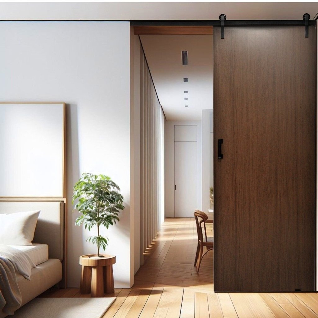 Porta de Madeira Celeiro Sobrepor 210x90cm Melamínica MDF Ultra MGM Ipê