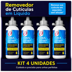 Kit 4 Removedor Cutícula 15 Segundos Kinq Expresso Líquido Cutilagem Europeia 100m - Cora