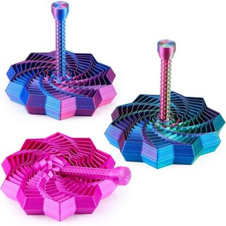 Pacote com 3 Estrelas Sensoriais Expansíveis Impressas em 3D com Alça, Estrela Espiral que Muda de Cor, Estrela Cinética