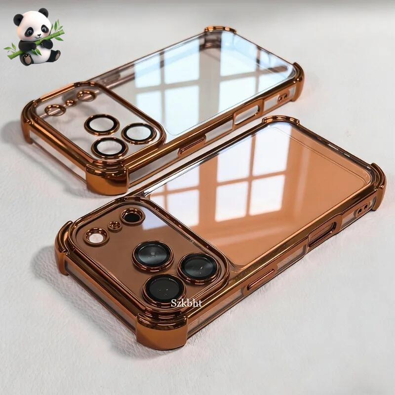 Capa Traseira Acrílica Transparente À Prova De Choque Para iPhone 17 16 15 14 13 12 Pro Max Com Proteção De Lente De Vid