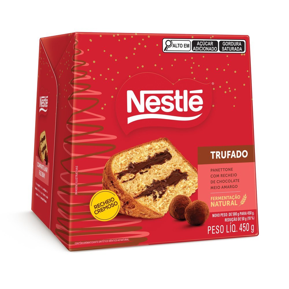 Panettone Nestlé Trufado com Recheio Cremoso de Chocolate Meio Amargo 450g