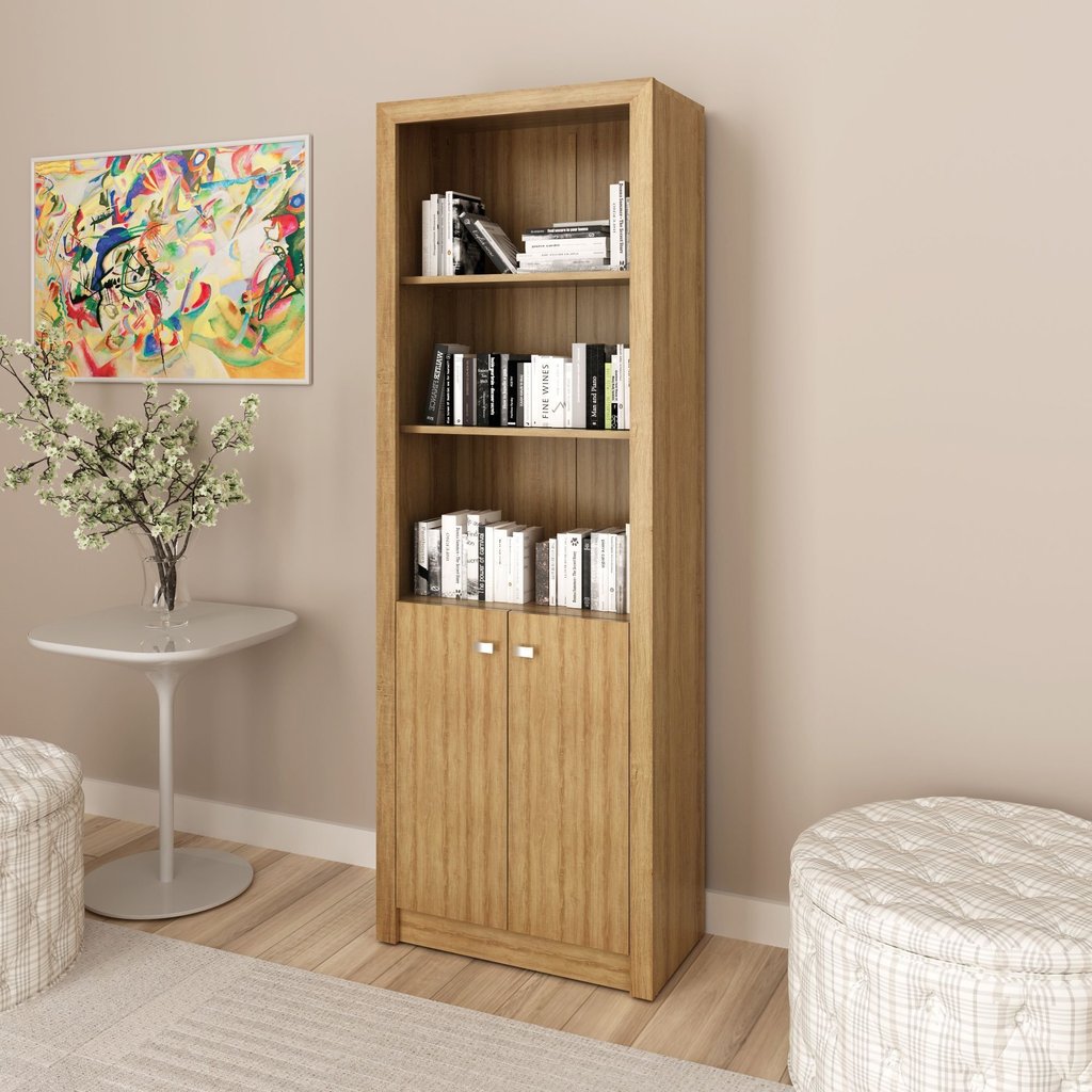 Armário Alto para Escritório 171,5x60cm com 2 Portas e 5 Prateleiras ME4110 Marrom Amêndoa