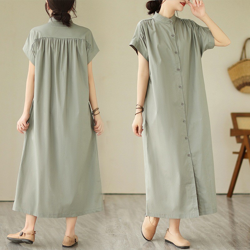 Olhos grandes [Roupas femininas estilo Yamamoto] Vestido de manga curta-3 cores verão Plus Size roupas femininas gordura