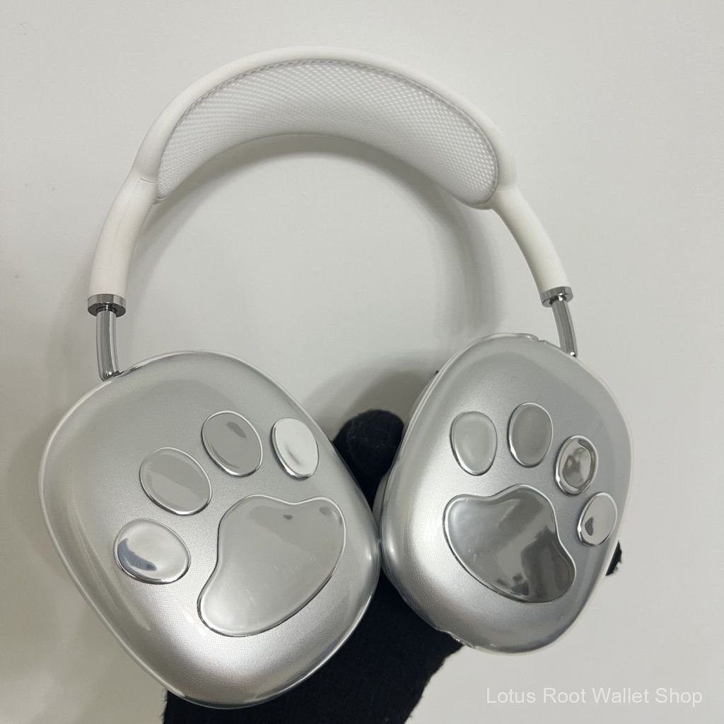 Capa protetora em formato de de gato banhada a prata para Apple Airpods Max, cap