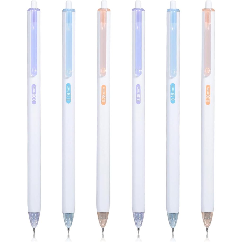 Ymapinc 6 Canetas de Ponta Ultra Fina, Canetas de Tinta Preta com Mola e Empunhadura de Silicone para Escrita Suave, Ide